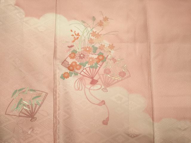平和屋着物■訪問着　刺繍　扇面花文　正絹　逸品　DABF0776ya