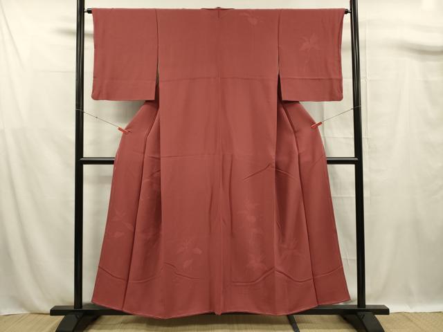 平和屋着物■無地絵羽訪問着　草花文　弁柄色　正絹　逸品　DABF0777ya