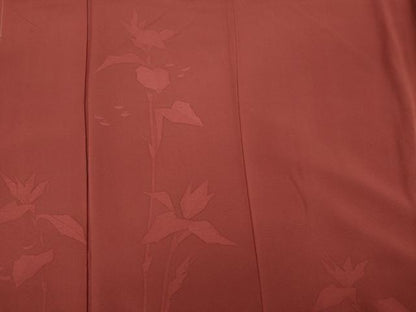 平和屋着物■無地絵羽訪問着　草花文　弁柄色　正絹　逸品　DABF0777ya