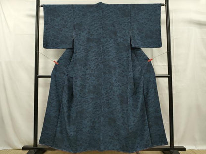 平和屋着物■本藍　型絵染　小紋　流水花文　正絹　逸品　未使用　DABF0778ya