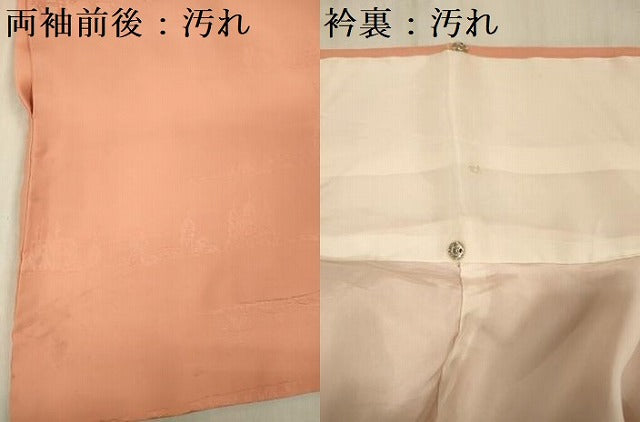 平和屋着物■上質な色無地　風景地紋　東雲色　正絹　逸品　DABF0788ya