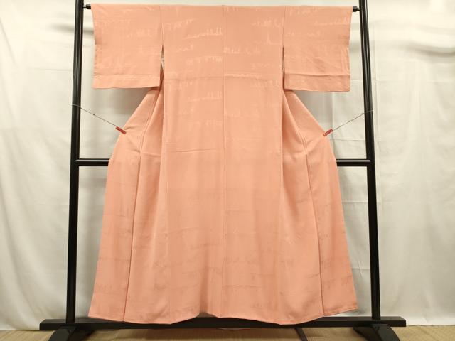 平和屋着物■上質な色無地　風景地紋　東雲色　正絹　逸品　DABF0788ya