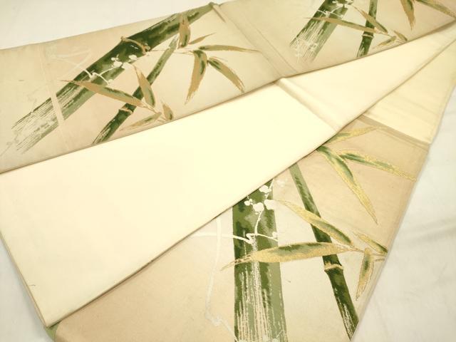 平和屋着物◎六通柄袋帯　唐織　笹竹文　金糸　正絹　逸品　DABF0800ya