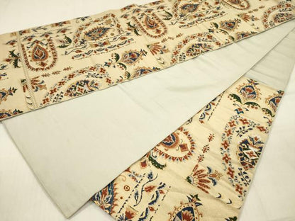 平和屋着物◎六通柄　本袋帯　更紗花文　金糸　正絹　逸品　DABF0807ya