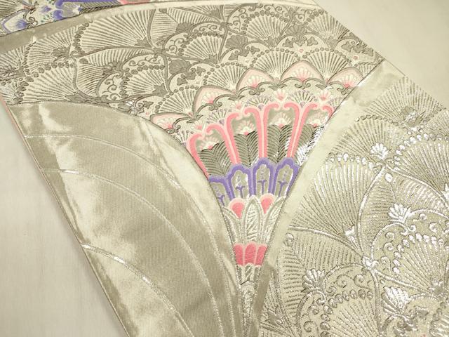 平和屋着物◎六通柄袋帯　唐織　飾花文　銀糸　正絹　逸品　DABF0813ya