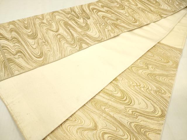 平和屋着物◎六通柄袋帯 流水文 金糸 正絹 逸品 DABF0817ya