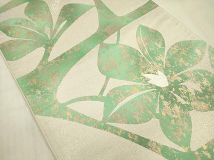 平和屋着物◎六通柄袋帯　枝花文　金銀糸　正絹　逸品　DABF0819ya