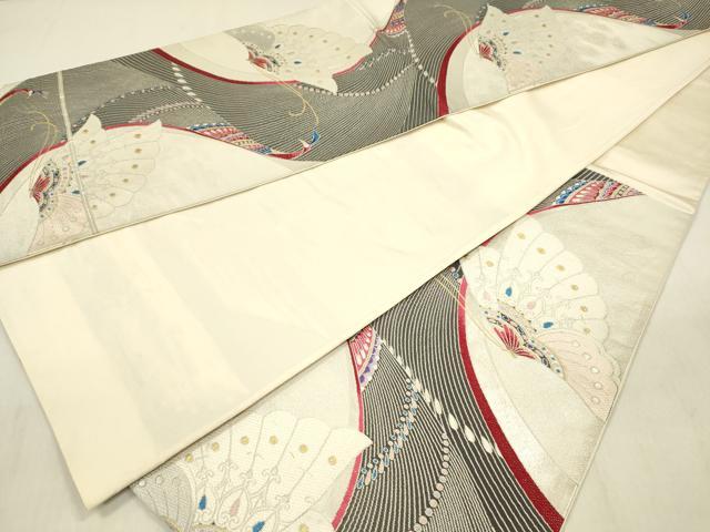 平和屋着物◎六通柄袋帯　唐織　舞蝶文　金銀糸　正絹　逸品　DABF0830ya