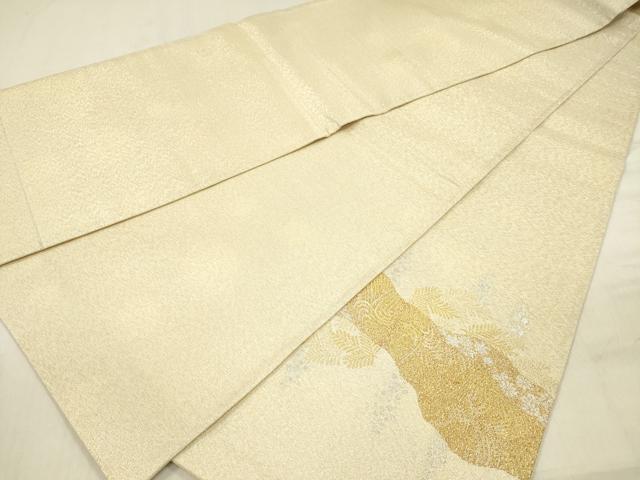 平和屋着物◎明綴れ　太鼓柄袋帯　道長文　プラチナ箔　正絹　逸品　DABF0846ya