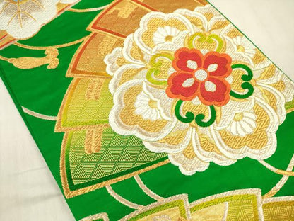 平和屋着物◎六通柄袋帯　唐織　正倉院花文　金銀糸　正絹　逸品　DABF0851ya