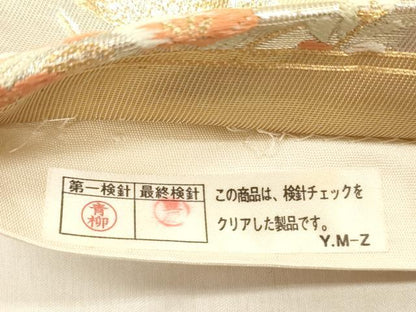 平和屋着物◎六通柄袋帯　唐織　地紙花文　金銀糸　正絹　逸品　DABF0856ya