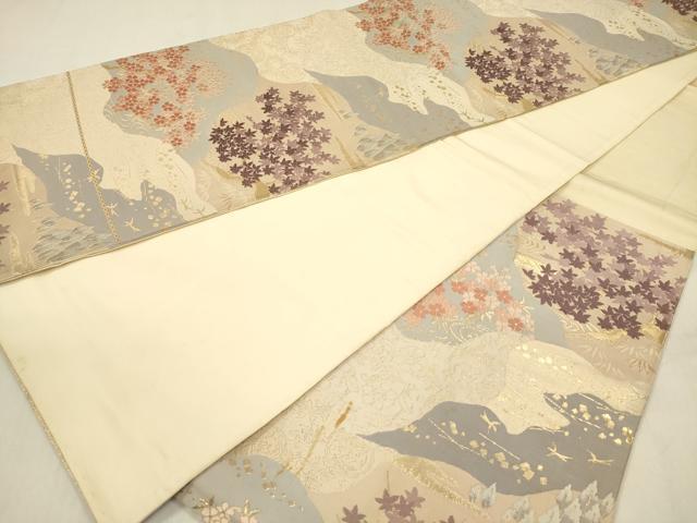 平和屋着物◎六通柄袋帯　唐織　遠山花文　金糸　正絹　逸品　DABF0857ya