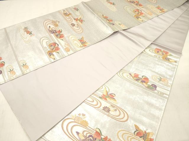 平和屋着物◎六通柄袋帯　流水鴛鴦文　金糸　正絹　逸品　DABF0863ya