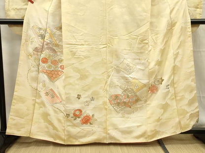 平和屋着物■豪華振袖　総刺繍　駒刺繍　冊子花文　金銀糸　正絹　逸品　DABF0870ya