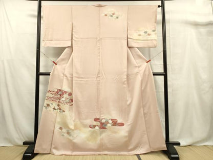 平和屋着物■訪問着 飛鶴草花文 暈し染め 金銀彩 正絹 逸品 DABF0871ya