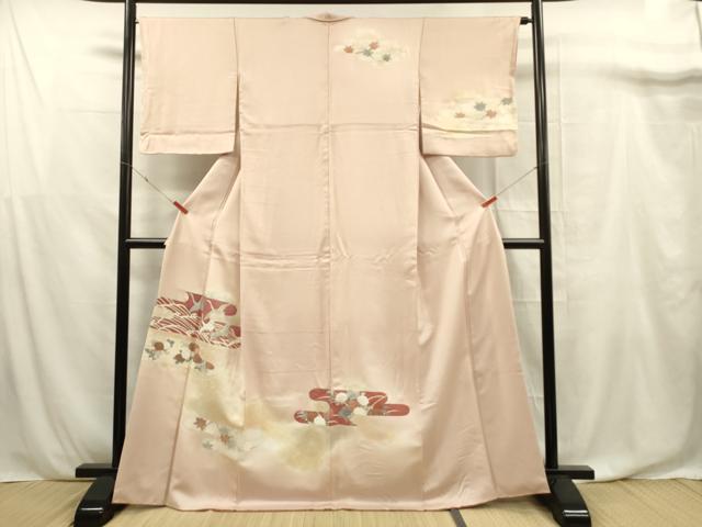 平和屋着物■訪問着 飛鶴草花文 暈し染め 金銀彩 正絹 逸品 DABF0871ya