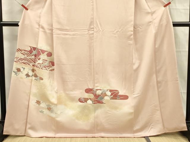 平和屋着物■訪問着 飛鶴草花文 暈し染め 金銀彩 正絹 逸品 DABF0871ya