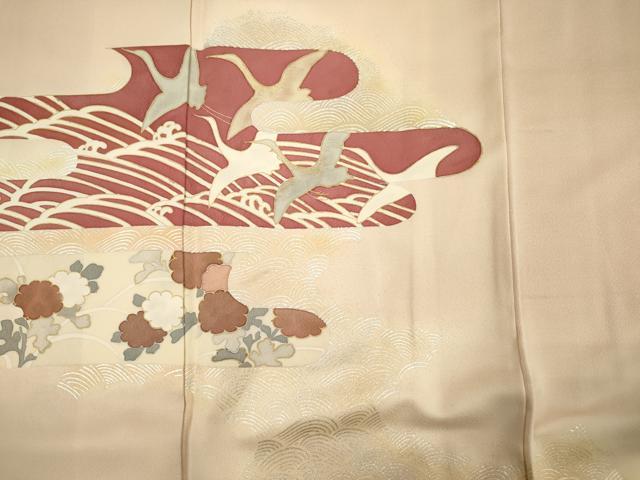 平和屋着物■訪問着 飛鶴草花文 暈し染め 金銀彩 正絹 逸品 DABF0871ya