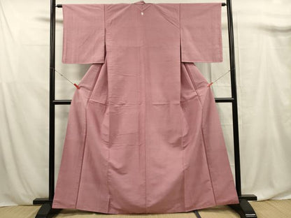 平和屋着物■上質な紬　色無地　長春色　正絹　逸品　DABF0875ya