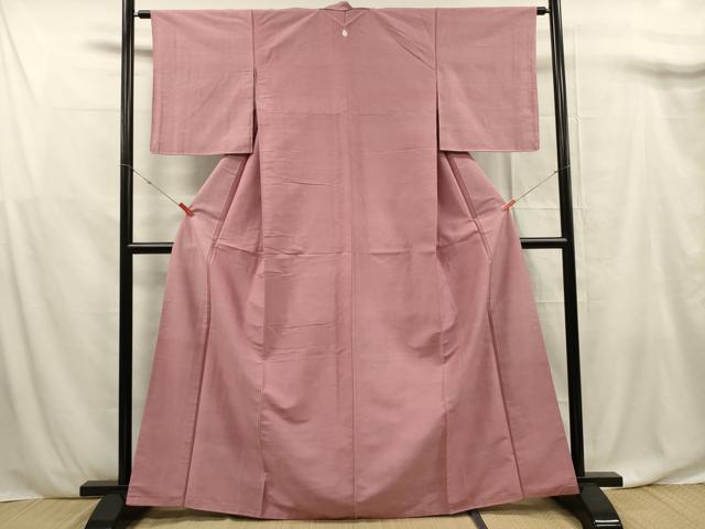 平和屋着物■上質な紬　色無地　長春色　正絹　逸品　DABF0875ya