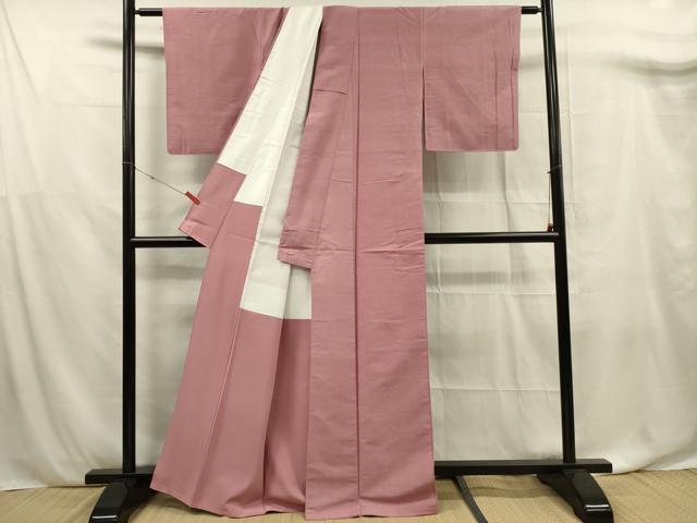 平和屋着物■上質な紬　色無地　長春色　正絹　逸品　DABF0875ya