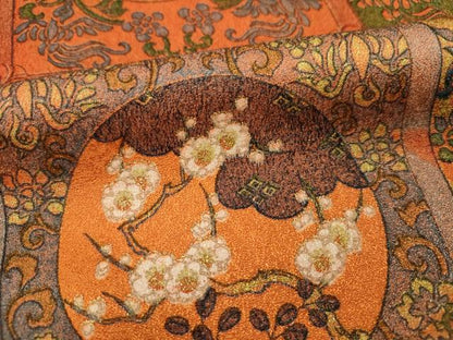 平和屋着物■上質な小紋　天井草花文　金彩　正絹　逸品　DABF0876ya