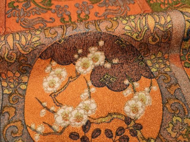 平和屋着物■上質な小紋　天井草花文　金彩　正絹　逸品　DABF0876ya