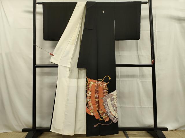 平和屋着物■豪華黒留袖　駒刺繍　几帳吉祥文　金彩　正絹　逸品　DABF0879ya