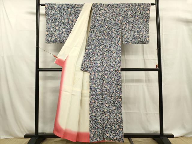 平和屋着物■上質な小紋　作家物　更紗花文　正絹　逸品　DABF0880ya