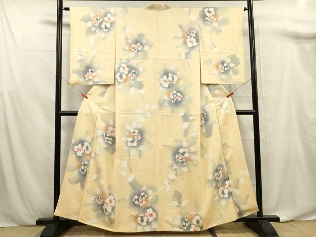 平和屋着物■上質な小紋 手描き 草花文 正絹 逸品 DABF0888ya