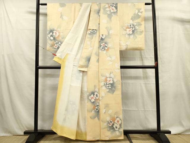 平和屋着物■上質な小紋 手描き 草花文 正絹 逸品 DABF0888ya