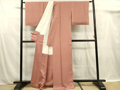 平和屋着物■上質な色無地　霞地紋　遠州茶色　正絹　逸品　DABF0900ya