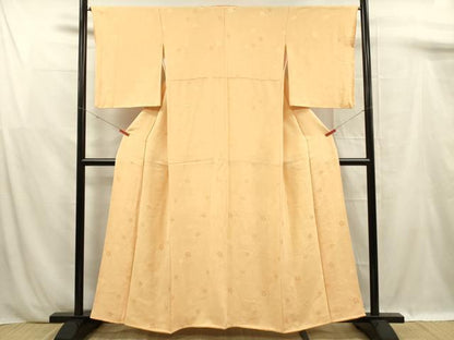 平和屋着物■上質な色無地　舞梅地紋　萱草色　正絹　逸品　DABF0901ya