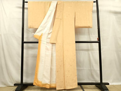平和屋着物■上質な色無地　舞梅地紋　萱草色　正絹　逸品　DABF0901ya