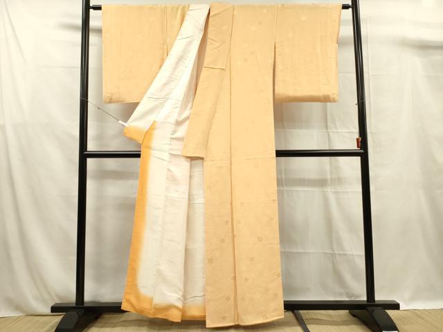 平和屋着物■上質な色無地　舞梅地紋　萱草色　正絹　逸品　DABF0901ya