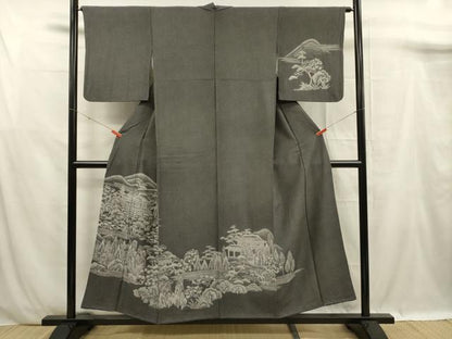 平和屋着物■訪問着　風景花松文　正絹　逸品　DABF0902ya
