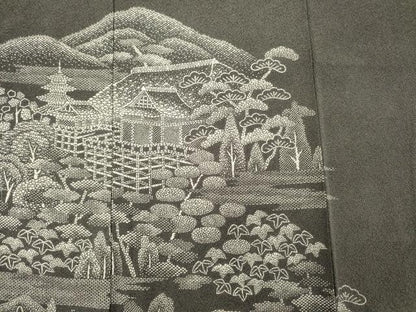 平和屋着物■訪問着　風景花松文　正絹　逸品　DABF0902ya