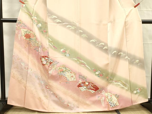 平和屋着物□訪問着 扇面花文 暈し染め 金彩 正絹 逸品 DABF0905ya