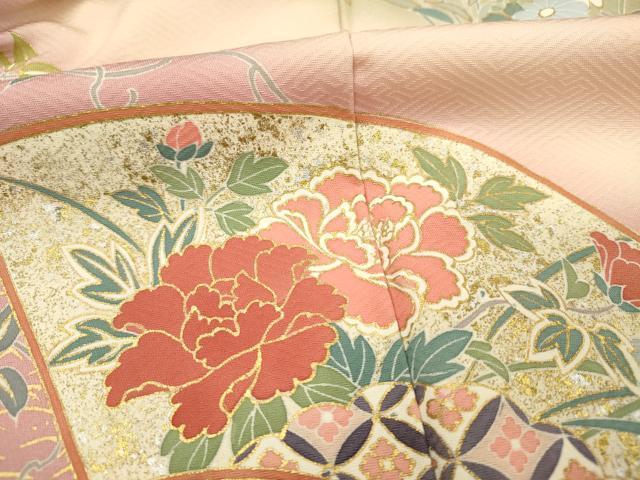 平和屋着物■訪問着 扇面花文 暈し染め 金彩 正絹 逸品 DABF0905ya