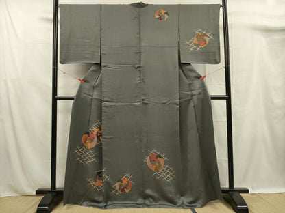 平和屋着物■訪問着 刺繍 花鳥丸文 正絹 逸品 DABF0906ya