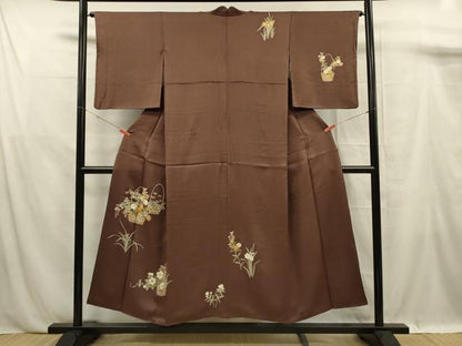 平和屋着物■訪問着 駒刺繍 花籠文 金彩 正絹 逸品 DABF0907ya