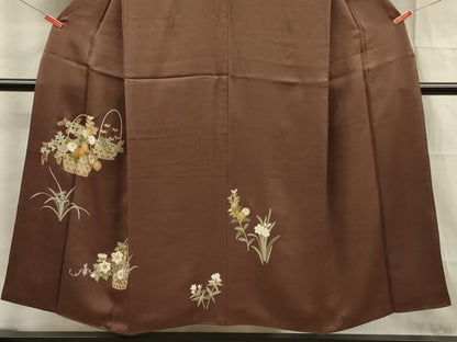 平和屋着物■訪問着 駒刺繍 花籠文 金彩 正絹 逸品 DABF0907ya