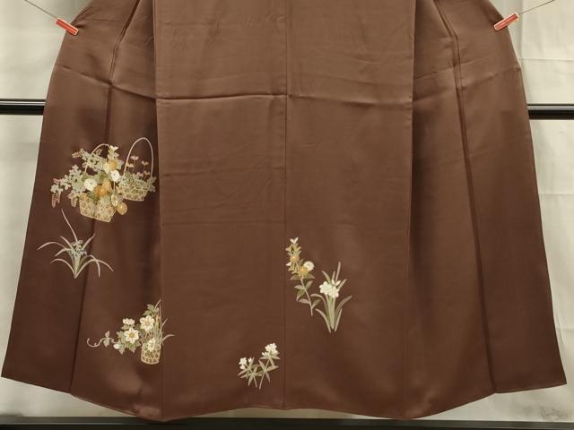 平和屋着物■訪問着 駒刺繍 花籠文 金彩 正絹 逸品 DABF0907ya