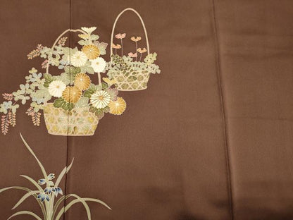 平和屋着物■訪問着 駒刺繍 花籠文 金彩 正絹 逸品 DABF0907ya