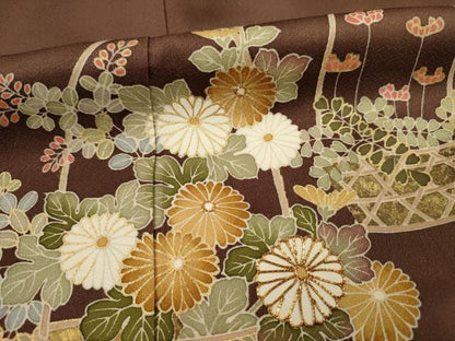 平和屋着物■訪問着 駒刺繍 花籠文 金彩 正絹 逸品 DABF0907ya