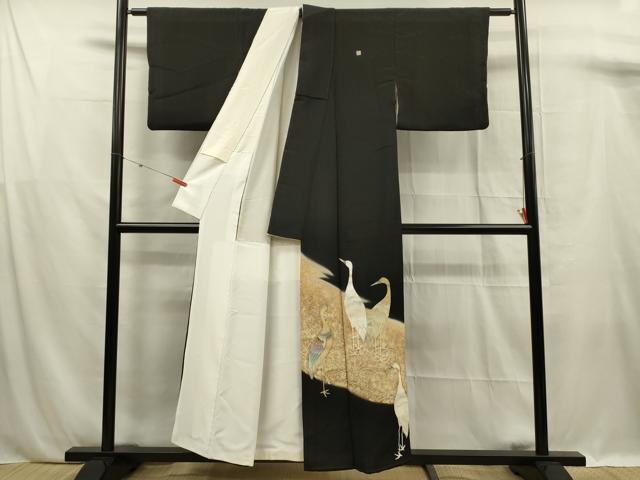平和屋着物■豪華黒留袖　群鶴　暈し染め　金彩　正絹　逸品　DABF0909ya