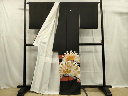 平和屋着物■豪華黒留袖　エ霞松葉文　金彩　正絹　逸品　DABF0910ya