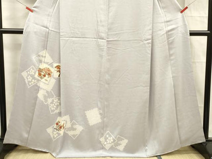 平和屋着物■訪問着　絞り　色紙風景花文　金彩　正絹　逸品　DABF0912ya