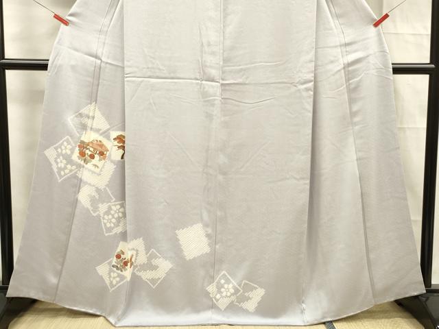 平和屋着物■訪問着　絞り　色紙風景花文　金彩　正絹　逸品　DABF0912ya