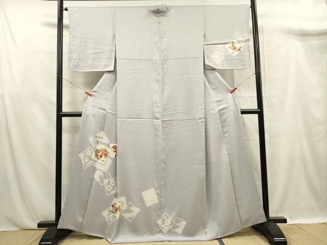 平和屋着物■訪問着　絞り　色紙風景花文　金彩　正絹　逸品　DABF0912ya
